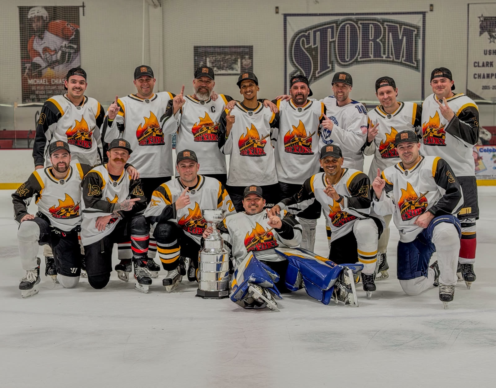 A Las Vegas Storm youth hockey team on the ice