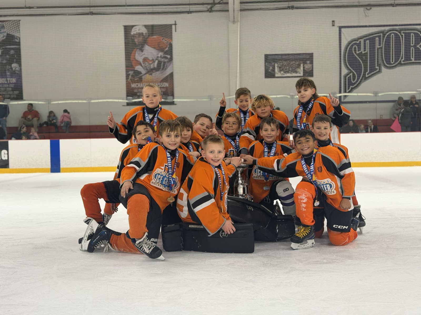 Youth hockey team photo on the ice