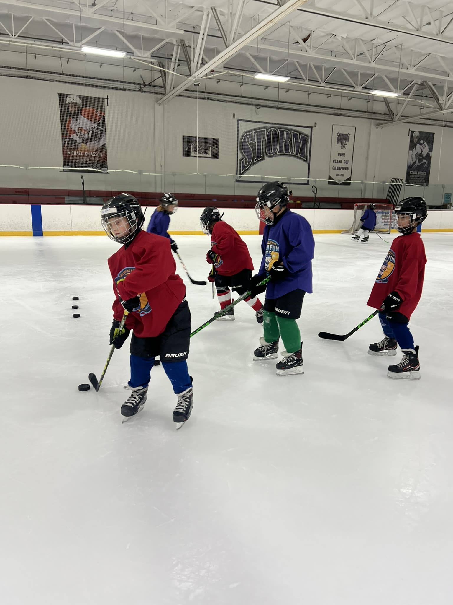 Young skaters in a learn to skate session